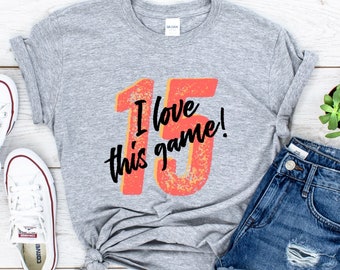 Patrick Mahomes I Love this Game Quote Tee, T-shirt unisexe à manches courtes Chiefs, T-shirt Mahomes, chemise Chiefs de Kansas City pour femme, Mahomes #15