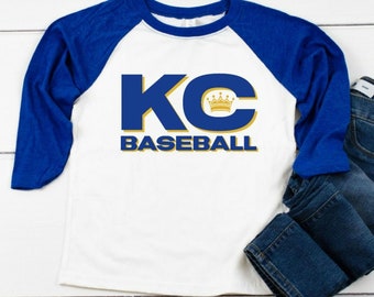 Camiseta de béisbol azul y blanca de los Kansas City Royals Raglan