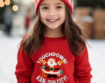 Felpa natalizia per bambini Chiefs: Santa Touchdown, Kan Zuh City