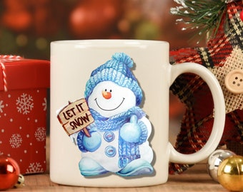 Let It Snow Mug, Snowman Mug, Frosty the Snowman, Christmas Mug, Coffee Lover Gift, Snowman Cup, Winter Mugs, Coffee Mug Snowman,