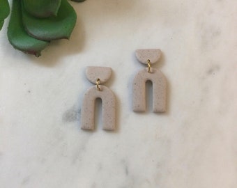 Handmade Polymer Clay Earrings | Neutral Arches