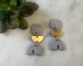 Handmade Polymer Clay Earrings | Brass and Clay Earrings