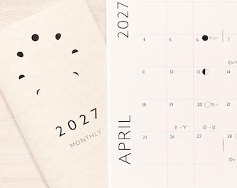 2027 Monthly Calendar Booklet | Standard TN Size Insert | Intuitive Witchy Astrology Moon Calendar Planner