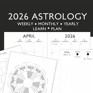 2026 Astrology Planner | Moon Phase Calendar | Track Your Transits | Monthly Bi-Wheel Charts | Printable Astrology Planner Monthly/Weekly