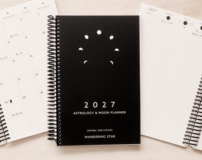 2027 Astrology Moon Planner: Spiral Bound Monthly Weekly Celestial Calendar