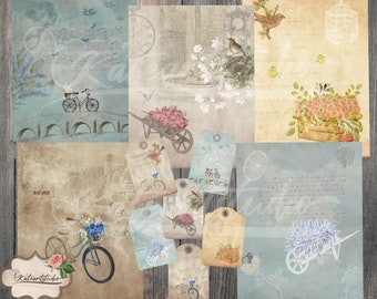 Garden Journal kit, Spring Journal, Junk Journal Tags