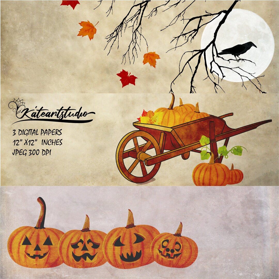 Vintage Halloween - Printable Note Paper, Halloween Background, Autumn ...