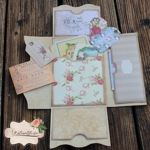 Druckbares Junk Journal Folio, Geladene Taschen, Ephemera, Tags