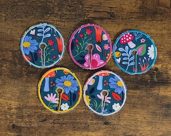 G Tube Pad--flowers and mushrooms *listing is for 1(ONE) pad, there are multiple thread color options,  character placement varies*