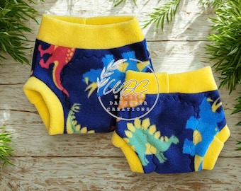 Fleece pull-on diaper cover with sewn in wetzone protection