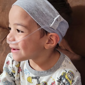 Child OR Adult headband support for oxygen tubing or nebulizer.