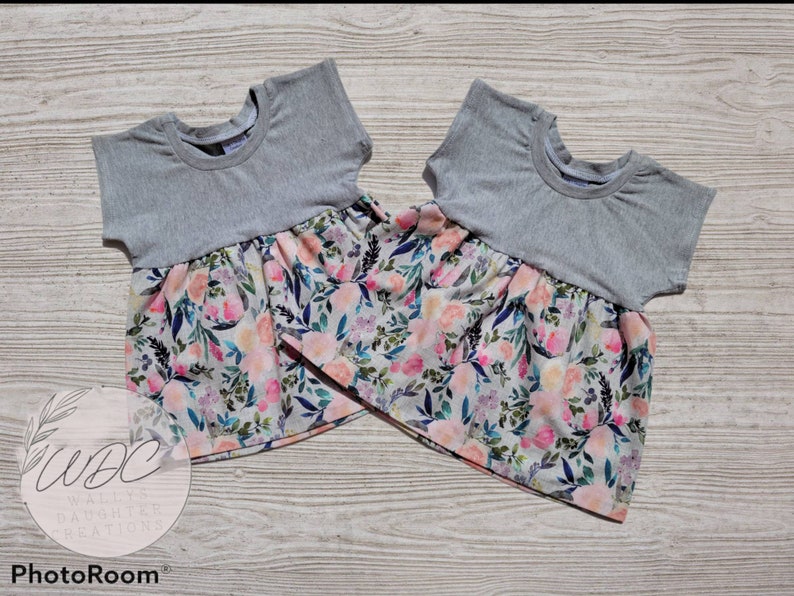 Dolman style tunic length dress and matching doll dress
