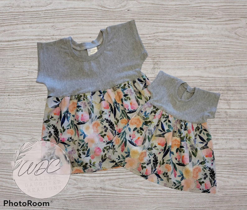 Dolman style tunic length dress and matching doll dress