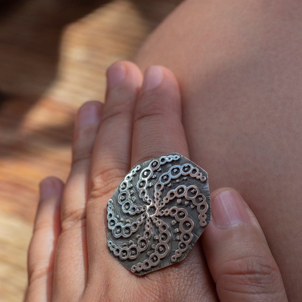 Crop Circle Ring, Sacred Circle Ring, Silver Magic Ring, Esoteric Ring, Esoteric Jewelry, Holistic Silver Ring, Magic Silver Ring, Boho Ring