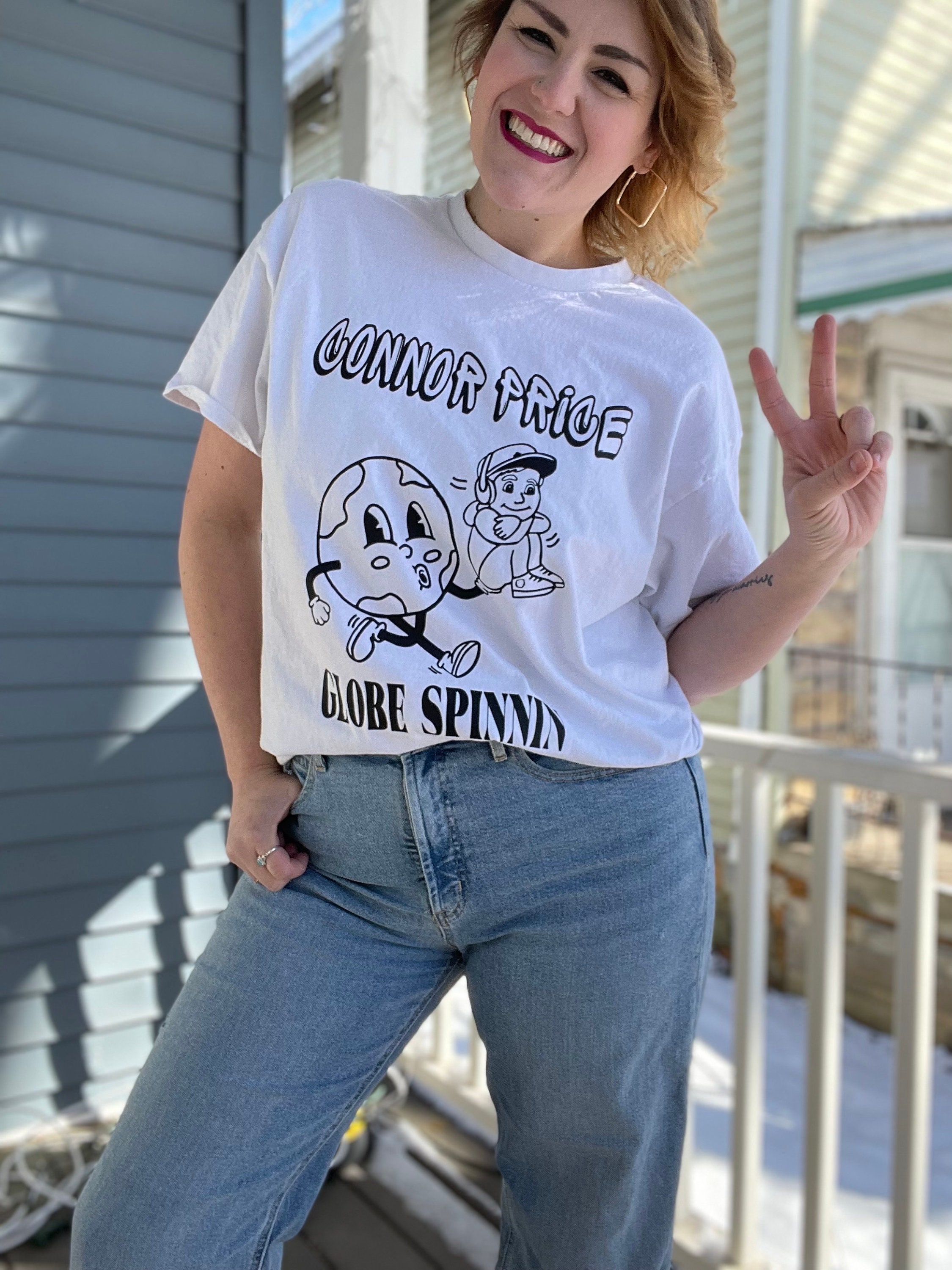 Connor Price Unisex Price Club Tour Globe Spinnin Tshirt with Dates