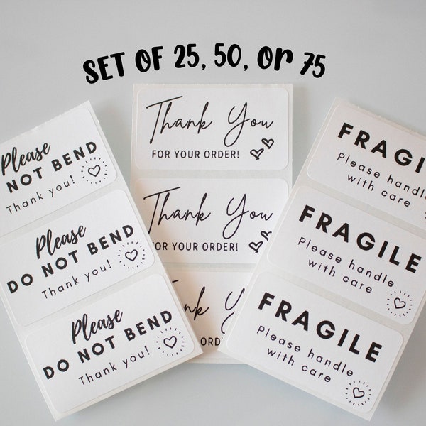 Do Not Bend stickers, Thank You stickers, Fragile Stickers, 2.25 x 1.25 Inch |  Packaging Stickers