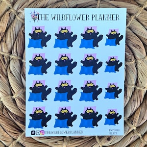 Sleepy Naptime Planner Stickers, Cute Black Cat Stickers, Floof the Cat Sleep Tracker