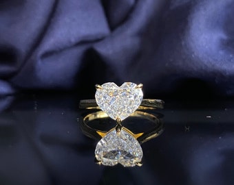 1.5ct classic heart brilliant moissanite engagement ring, wedding ring, simulated diamond solitaire anniversary ring, 14k gold finish