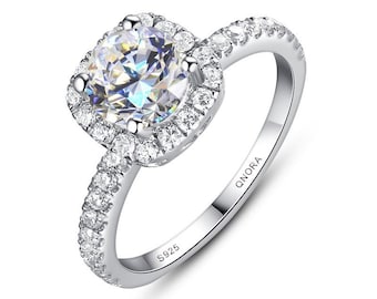 Cushion Halo Engagement Ring, 1Ct  Cushion Promise Ring, Wedding Ring, Anniversary Ring, CZ Cushion Diamond Simulant, - Sterling Silver ring