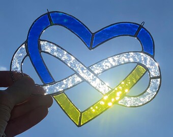 Infinity Love Heart Stained Glass Window Decoration
