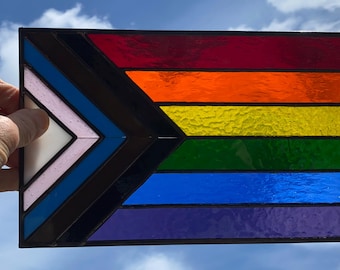 Progress Pride Flag Stained Glass