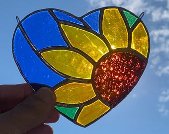 Sunflower Heart Stained Glass