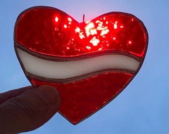 Latvia Flag Stained Glass Heart