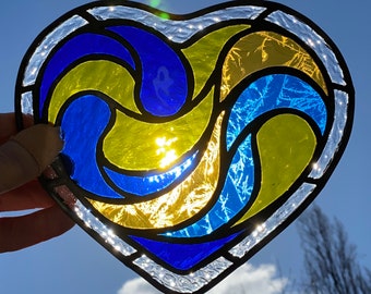 Ukrainian Heart with Flowing Blue Yellow Colours