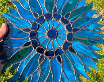 Blue Sunflower Stained Glass