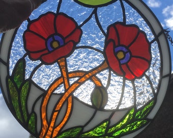Ukrainian Poppy Flowers Stained Glass Mother's Day Gift