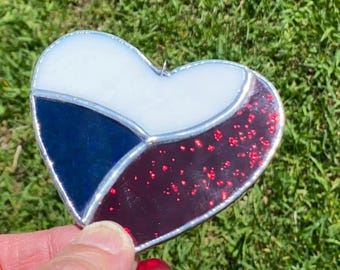 Czech Republic Flag Heart Stained Glass