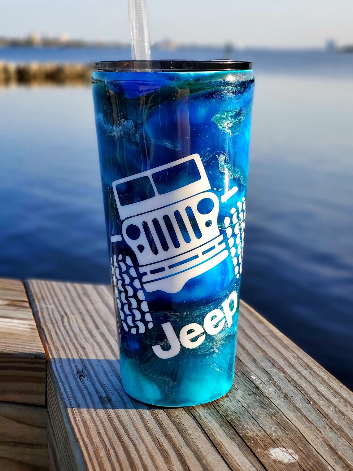 Blue Jeep Wave Custom Stainless Steel Custom Epoxy Tumbler Etsy