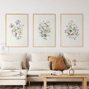Wildflower Watercolor Print, Set of 3 watercolor flowers