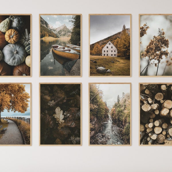 Fall wall Art, Autumn Gallery wall Set of 8,  Autumn Printable wall Art, Fall Decor, Fall Nature Poster, Thanksgiving Decor, Farmhouse print