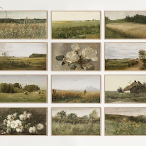 Samsung Frame TV Art Set of 12, Vintage Summer Collection Bundle, Country Farmhouse Landscape Painting, Summer Landscape Frame TV, TVS 08