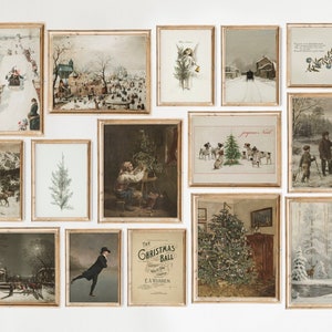 Christmas Prints Gallery wall Set of 15, Vintage Christmas Printable wall Art, Holiday Decor, Christmas Poster, Farmhouse Printable