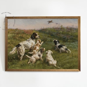 Vintage Dog Print, Dogs Printable Wall Art, Dogs Painting, English Setters in Field, Edmund Osthaus Priscilla Pointers hunting dogs