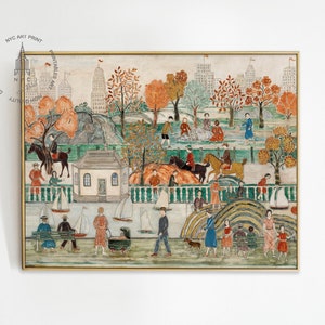 Vintage Central Park Kunstdruck, Herbst im Central Park Gemälde, New York Druck, Vintage Ölgemälde, Central Park NYC Druck