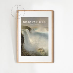 Lámina artística vintage del Parque Estatal de las Cataratas del Niágara, póster del Parque Estatal de Nueva York, Parques Nacionales de Estados Unidos, Pintura de las Cataratas del Niágara