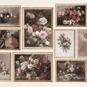 Vintage Valentines Prints Gallery wall Set of 9, Valentines Poster, Vintage Valentine&#39;s Day Wall Art, Valentines Home Decor