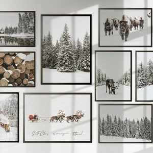 Christmas Prints Gallery Wand 9er Set, Weihnachten Wandkunst, Weihnachten Poster, Winter Prints, Weihnachten Winter Dekor