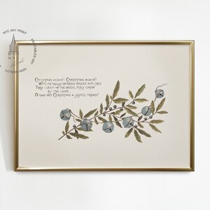 Impresiones navideñas, arte de pared imprimible navideño vintage, póster navideño de decoración navideña, tarjeta navideña con campanas y arándanos CH05