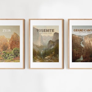 Set of 3 Vintage National Parks Art Print, National Parks Poster, Country Travel Prints, United States National Parks, Adventure Decor