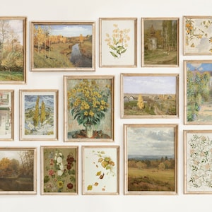 Vintage Galleriewand Set von 15, Vintage Herbst Landschaft Printable, Herbst Wandkunst, Vintage Herbst Dekor, Vintage Poster, Framhouse Prints 02