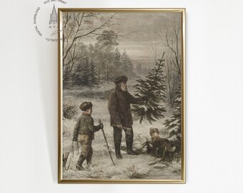 Christmas Prints, Vintage Christmas Printable wall Art, Holiday Decor, Country Christmas Vintage Painting, Farmhouse Printable CH10