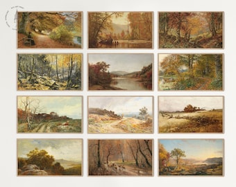 Samsung Frame TV Art Set of 12, Vintage Autumn Collection, Country Farmhouse Landscape Painting, Fall Autumn Landscape Frame TV, ATVS 01