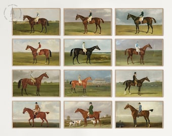 Samsung Frame TV Art Set of 12, Horse frame TV Art, Horse Frame TV, Equestrian Art, Neutral Vintage Horse Painting, htvs 08