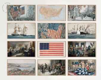 4th of July Samsung Frame TV Art Set of 12, American Frame TV Art Bundle, American Frame TV, 4th of July Decor, Independence Day Decor ATV01