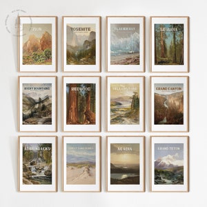 Set von 12 Vintage Nationalparks Kunstdruck, Nationalpark Poster, USA Nationalpark, Abenteuer Dekor N01