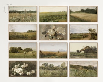 Samsung Frame TV Art Set of 12, Vintage Summer Collection Bundle, Country Farmhouse Landscape Painting, Summer Landscape Frame TV, TVS 08